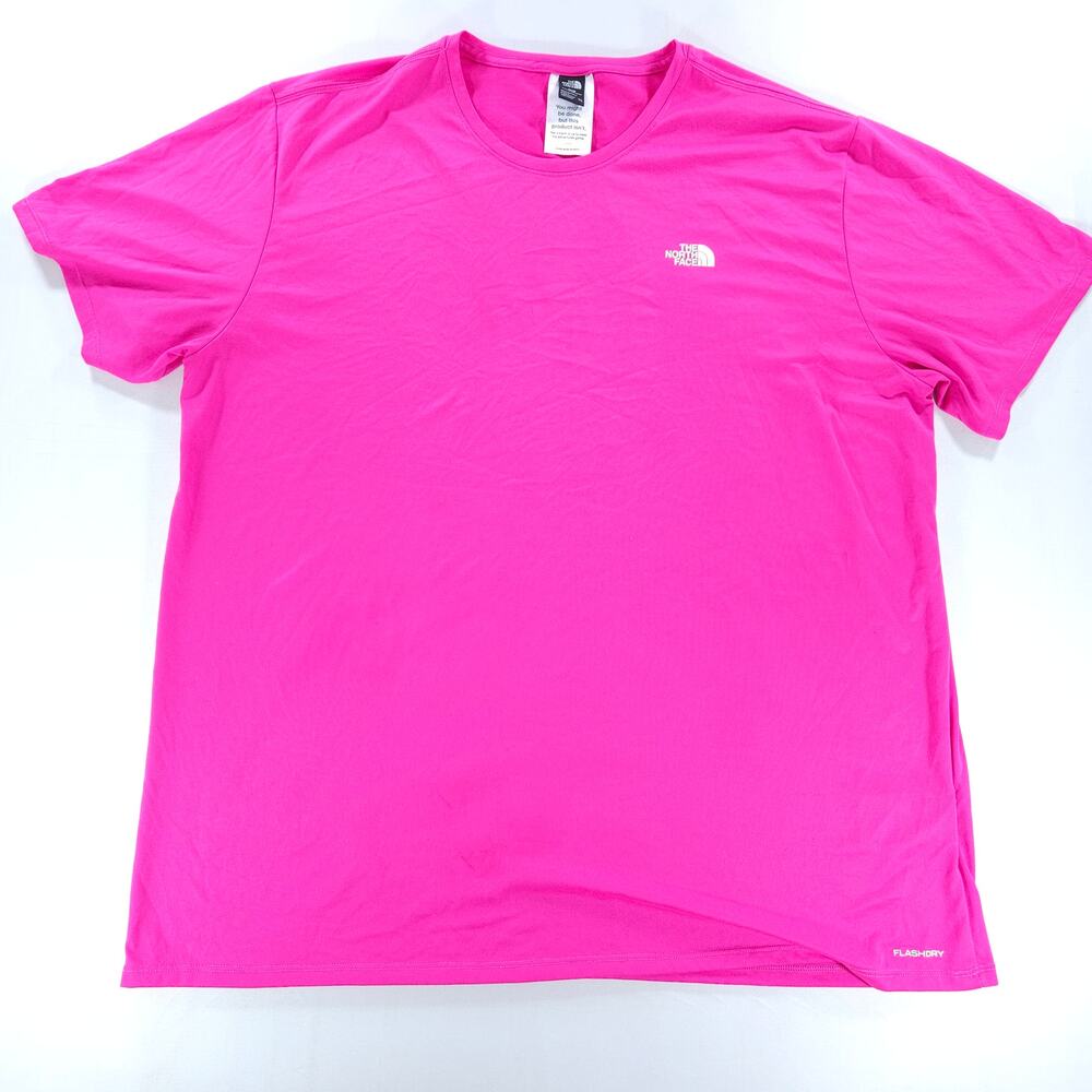 The North Face FlashDry T-Shirt Mens XXL Hot Pink Performance Crew Tee Polyester